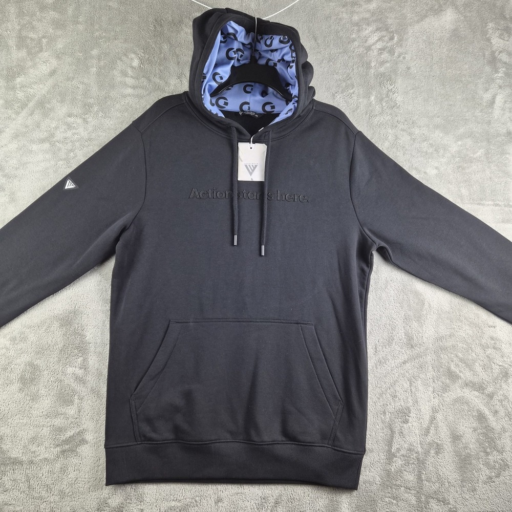 Levelwear Action Starts Here Sweatshirt Mens Medium Black Hoodie Long Sleeve NEW